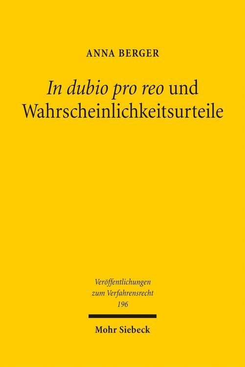 Produktbild: Berger, A: In dubio pro reo und Wahrscheinlichkeitsurteile