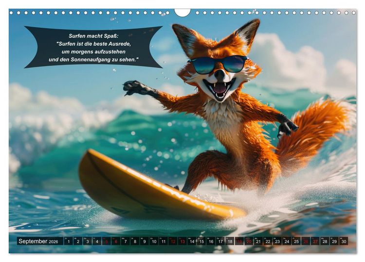 Produktbild: Der tierisch lustige Surfkalender (Wandkalender 2026 DIN A3 quer), CALVENDO Monatskalender