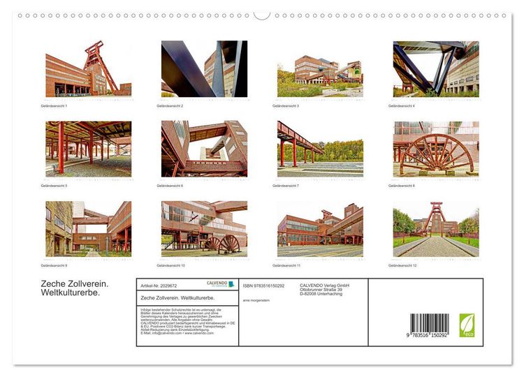 Produktbild: Zeche Zollverein. Weltkulturerbe. (hochwertiger Premium Wandkalender 2026 DIN A2 quer), Kunstdruck in Hochglanz