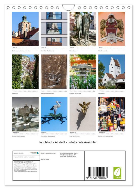 Produktbild: Ingolstadt - Altstadt - unbekannte Ansichten (Wandkalender 2026 DIN A4 hoch), CALVENDO Monatskalender