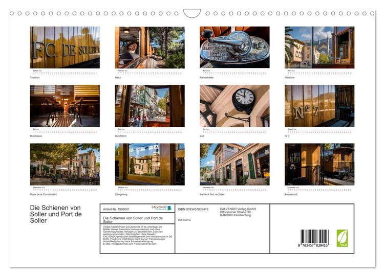 Produktbild: Die Schienen von Soller und Port de Soller (Wandkalender 2026 DIN A3 quer), CALVENDO Monatskalender
