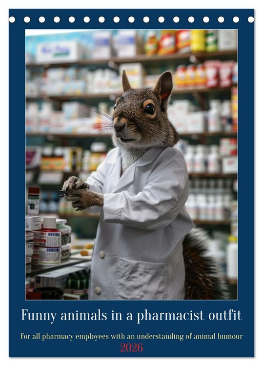 Produktbild: Funny animals in a pharmacist outfit (Desk Calendar 2026 DIN A5 portrait), CALVENDO 12 Month DeskCalendar
