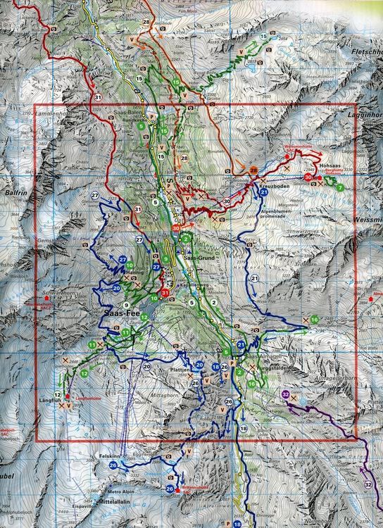Produktbild: K&uuml;mmerly+Frey Wandertourenkarte 14 Saas-Fee 1:50.000