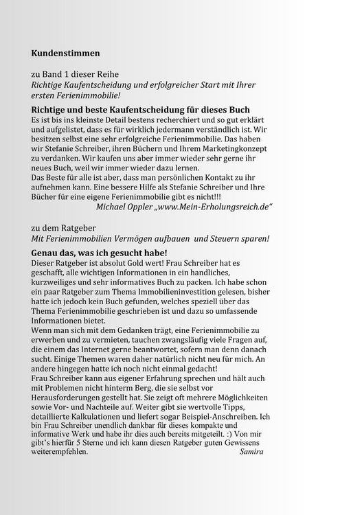 Produktbild: Wirtschaftlichkeitsberechnung und Finanzierung Ihrer erfolgreichen Ferienimmobilie!