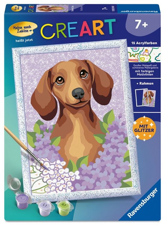 Produktbild: CreArt, Malen nach Zahlen Kinder - Dackel Lilac