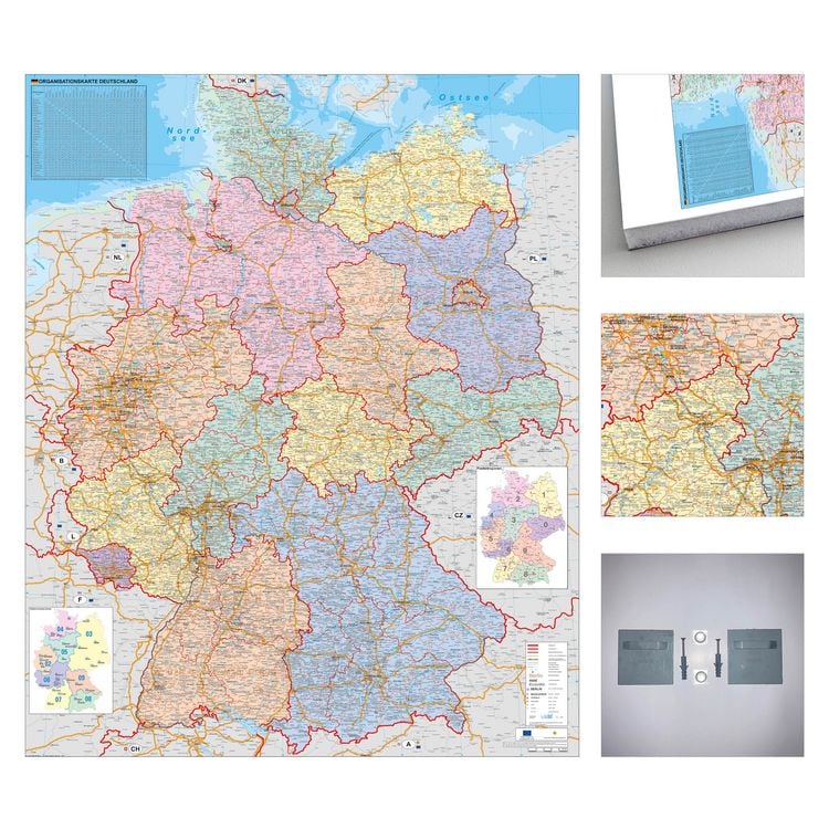 Produktbild: Deutschland Organisationskarte zum Pinnen auf EasyPrint - Platte mit Wandhalterung