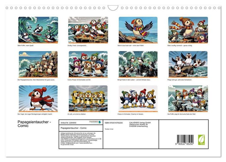 Produktbild: Papageientaucher - Comic (Wandkalender 2027 DIN A3 quer), CALVENDO Monatskalender