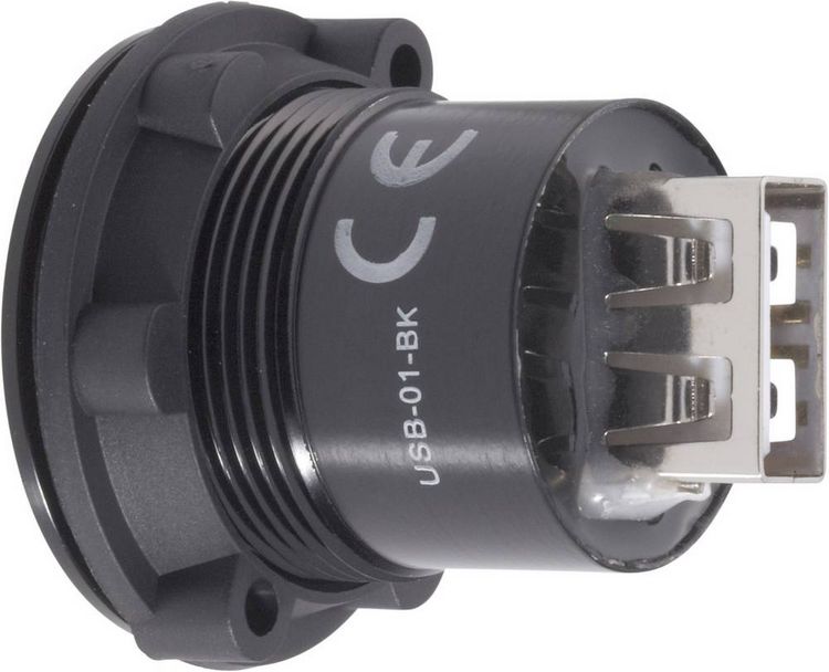 Produktbild: TRU COMPONENTS USB-01-BK USB-Einbaubuchse 2.0 Buchse, Einbau USB-Buchse Typ A auf USB-Buchse Typ A Inhalt: 1 St.
