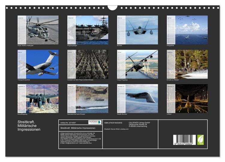Produktbild: Streitkraft. Milit&auml;rische Impressionen (Wandkalender 2026 DIN A3 quer), CALVENDO Monatskalender