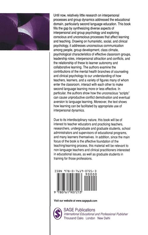 Produktbild: Interpersonal Dynamics in Second Language Education