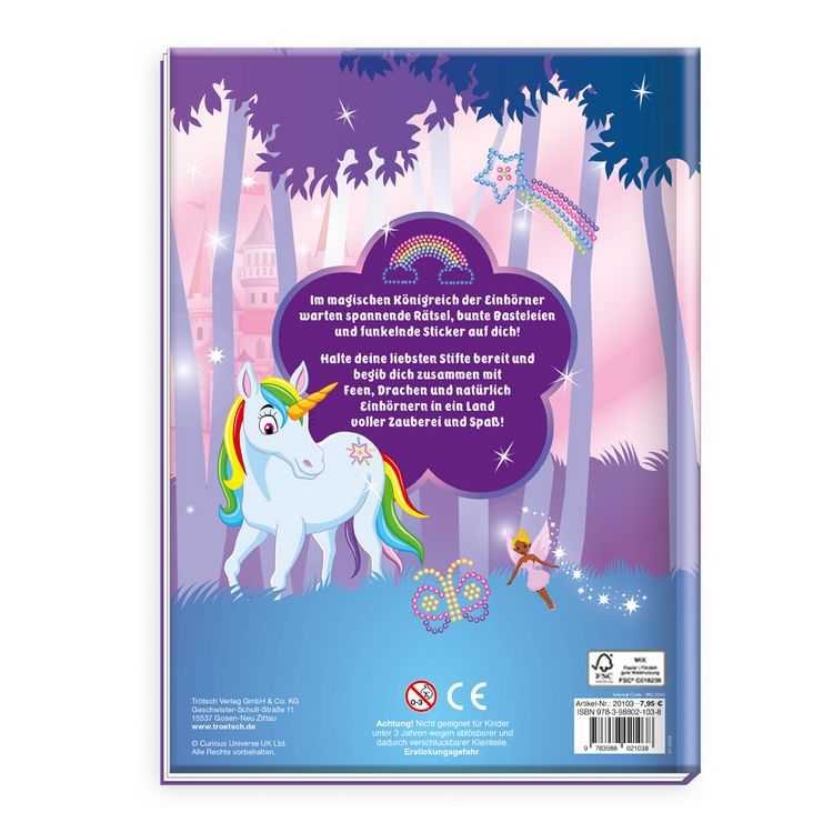 Produktbild: Tr&ouml;tsch Besch&auml;ftigungsbuch Malbuch Bastelbuch Einhornwelt