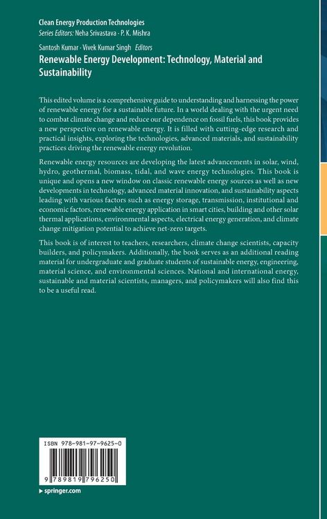 Produktbild: Renewable Energy Development: Technology, Material and Sustainability