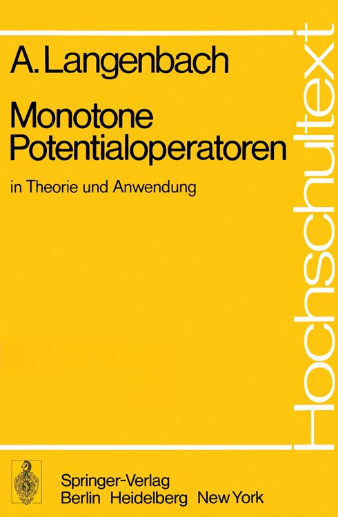 Produktbild: Monotone Potentialoperatoren in Theorie und Anwendung