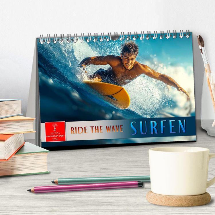 Produktbild: Surfen - Ride the Wave (Tischkalender 2026 DIN A5 quer), CALVENDO Monatskalender