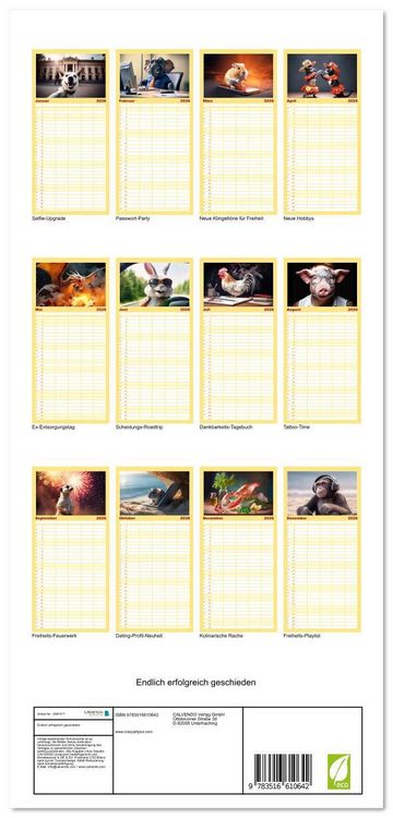 Produktbild: Familienplaner 2026 - Endlich erfolgreich geschieden mit 5 Spalten (Wandkalender, 21 x 45 cm) CALVENDO