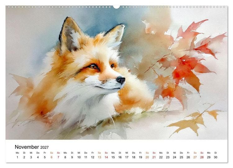 Produktbild: Tiere unserer Heimat in sanften Farben (hochwertiger Premium Wandkalender 2027 DIN A2 quer), Kunstdruck in Hochglanz