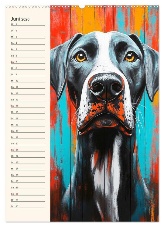 Produktbild: Hundegesichter. Kunstvolle Hundeportraits im modernen Painting-Stil (hochwertiger Premium Wandkalender 2026 DIN A2 hoch), Kunstdruck in Hochglanz