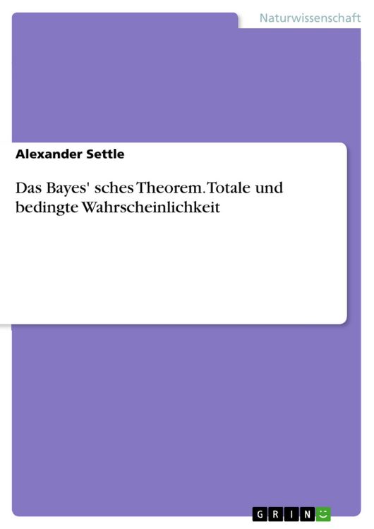Produktbild: Das Bayes' sches Theorem. Totale und bedingte Wahrscheinlichkeit