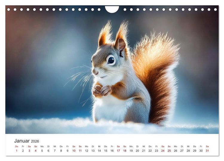 Produktbild: Das geheime Leben der Eichh&ouml;rnchen - Ein Jahr zwischen Baumwipfeln und Nussverstecken (Wandkalender 2026 DIN A4 quer), CALVENDO Monatskalender