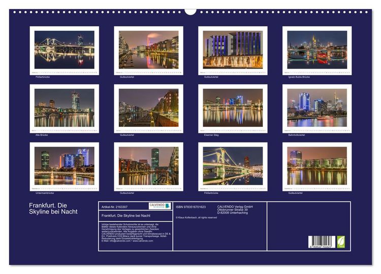 Produktbild: Frankfurt. Die Skyline bei Nacht (Wandkalender 2026 DIN A2 quer), CALVENDO Monatskalender