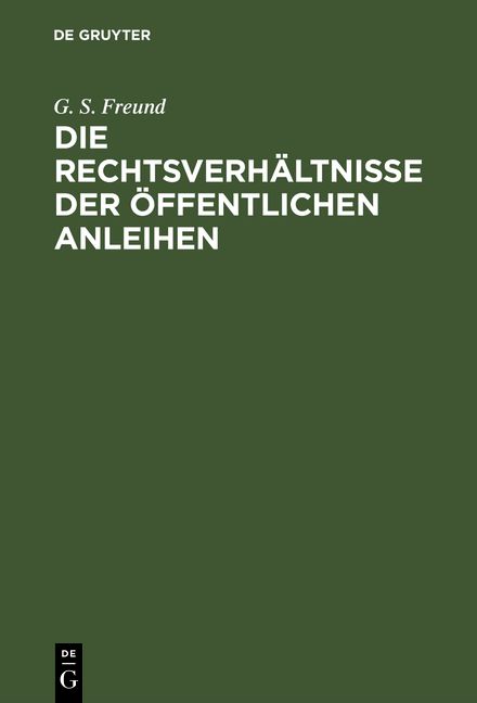 Produktbild: Die Rechtsverh&auml;ltnisse der &Ouml;ffentlichen Anleihen