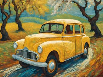 Produktbild: CALVENDO Puzzle Oldtimer im Stil von van Gogh | 1000 Teile Lege-Gr&ouml;&szlig;e 64x48cm Foto-Puzzle f&uuml;r gl&uuml;ckliche Stunden