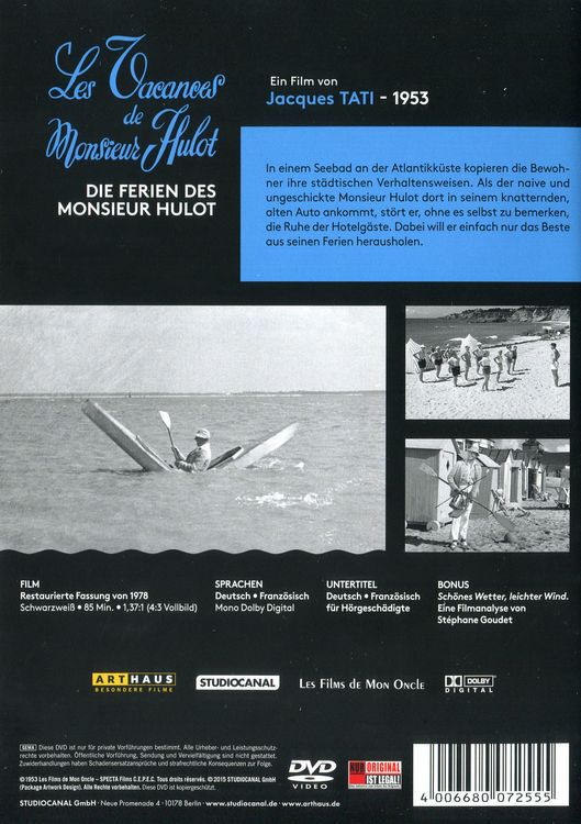 Produktbild: Die Ferien des Monsieur Hulot - Digital Remastered