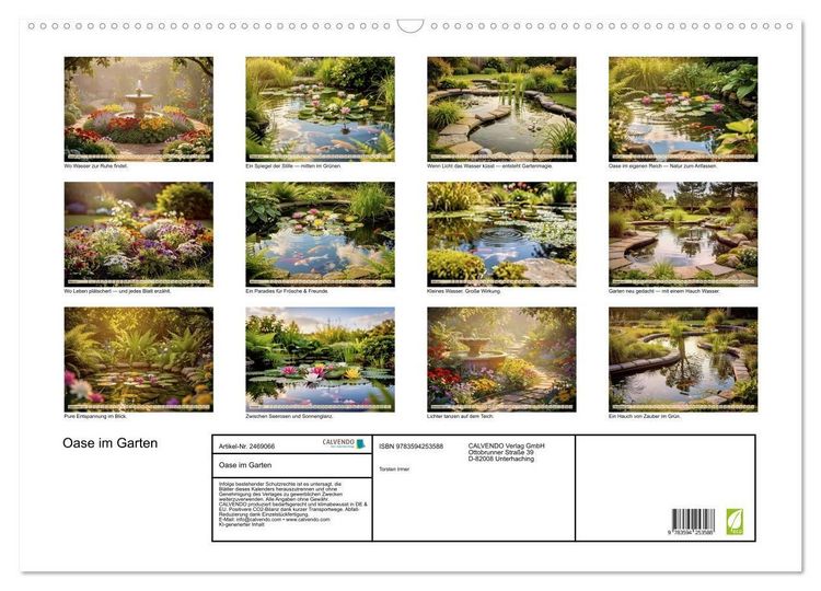 Produktbild: Oase im Garten (Wandkalender 2027 DIN A2 quer), CALVENDO Monatskalender