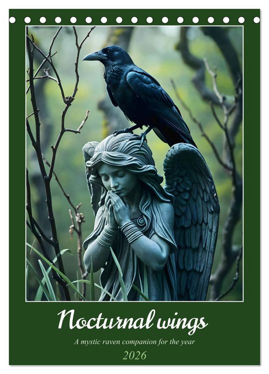 Produktbild: Nocturnal wings - A mystic raven companion for the year (Desk Calendar 2026 DIN A5 portrait), CALVENDO 12 Month DeskCalendar