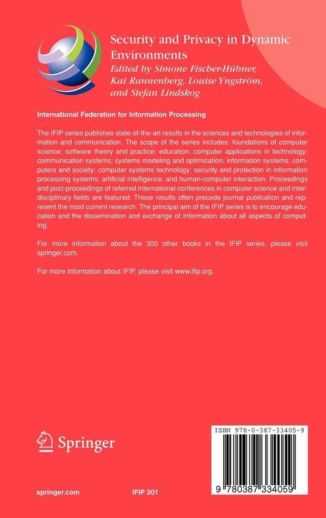 Produktbild: Security and Privacy in Dynamic Environments
