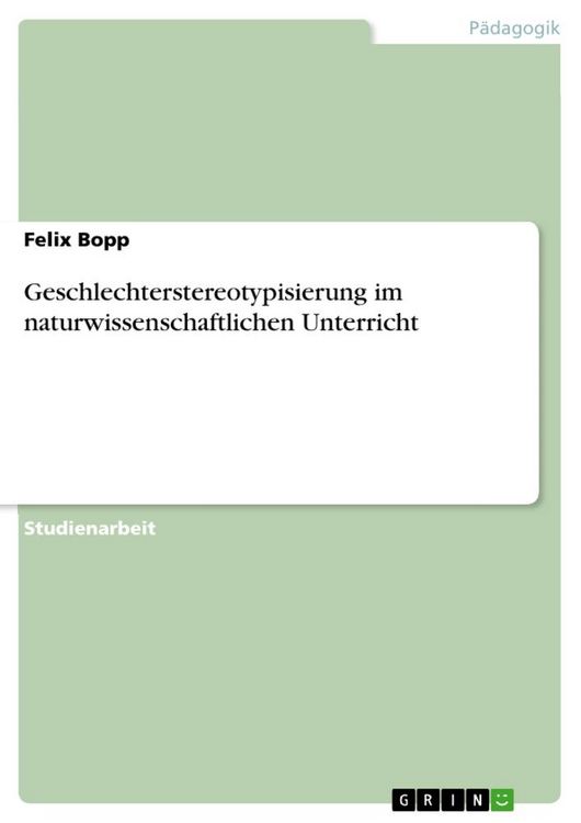 Produktbild: Geschlechterstereotypisierung im naturwissenschaftlichen Unterricht