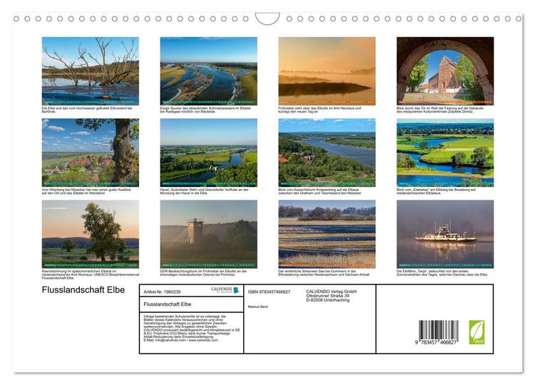 Produktbild: Flusslandschaft Elbe (Wandkalender 2026 DIN A3 quer), CALVENDO Monatskalender