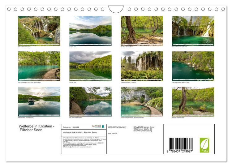 Produktbild: Welterbe in Kroatien - Plitvicer Seen (Wandkalender 2026 DIN A4 quer), CALVENDO Monatskalender