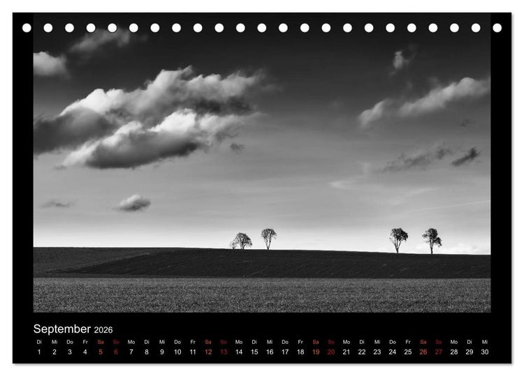 Produktbild: Soultouch - Schwarzwei&szlig; Landschaften, die die Seele ber&uuml;hren (Tischkalender 2026 DIN A5 quer), CALVENDO Monatskalender