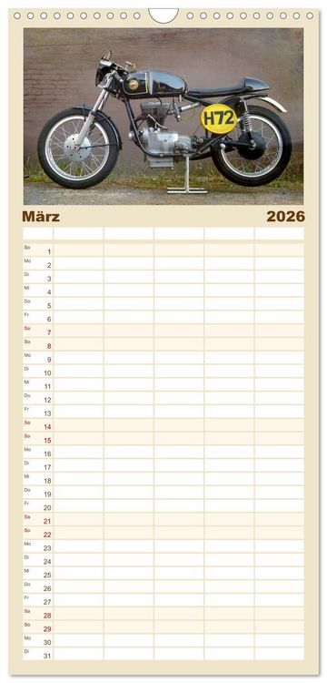 Produktbild: Familienplaner 2026 - Motorrad Oldtimer mit 5 Spalten (Wandkalender, 21 x 45 cm) CALVENDO