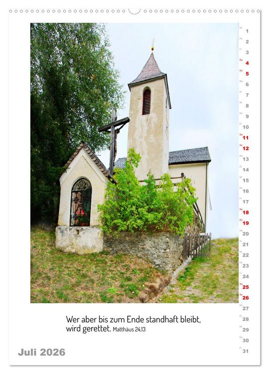 Produktbild: Kapellen mit Bibelzitaten (hochwertiger Premium Wandkalender 2026 DIN A2 hoch), Kunstdruck in Hochglanz