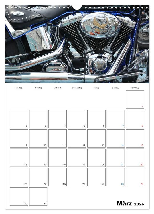 Produktbild: Harley Davidson Familienplaner (Wandkalender 2026 DIN A3 hoch), CALVENDO Monatskalender