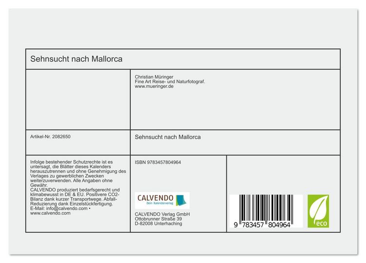 Produktbild: Sehnsucht nach Mallorca (Tischkalender 2026 DIN A5 quer), CALVENDO Monatskalender
