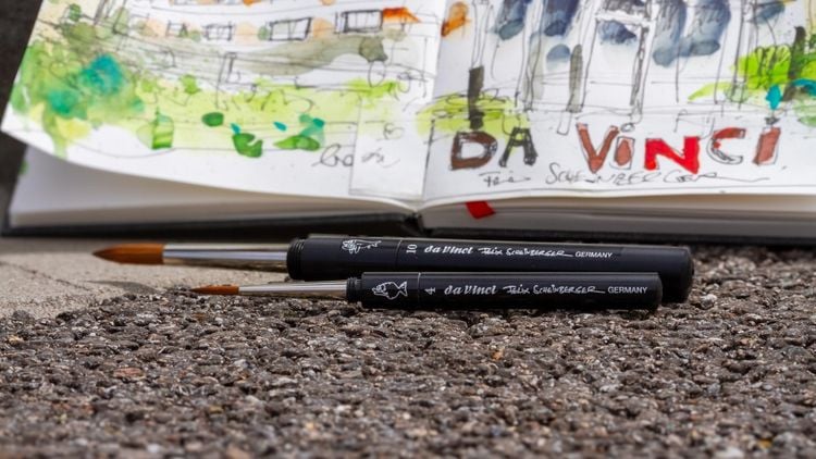 Produktbild: da Vinci COLINEO Aquarellpinsel Felix Schinberger, Reisepinsel 2er Set: Gr&ouml;&szlig;e 4+10