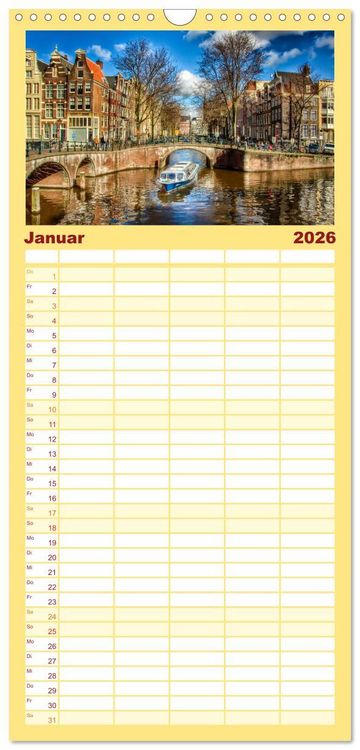 Produktbild: Familienplaner 2026 - Amsterdam - Venedig des Nordens mit 5 Spalten (Wandkalender, 21 x 45 cm) CALVENDO