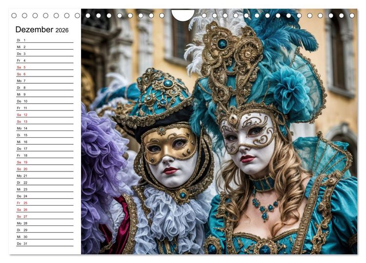 Produktbild: M&auml;rchenhafte Maskerade KI - Karnevalserlebnis in Venedig (Wandkalender 2026 DIN A4 quer), CALVENDO Monatskalender