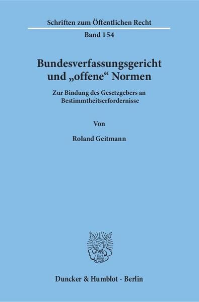 Produktbild: Bundesverfassungsgericht und "offene" Normen.