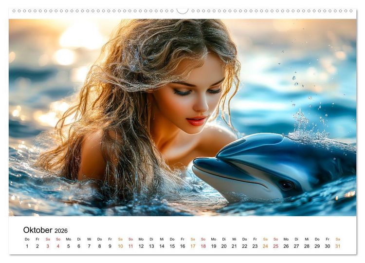 Produktbild: Geheimnisvolle Meerjungfrau (hochwertiger Premium Wandkalender 2026 DIN A2 quer), Kunstdruck in Hochglanz