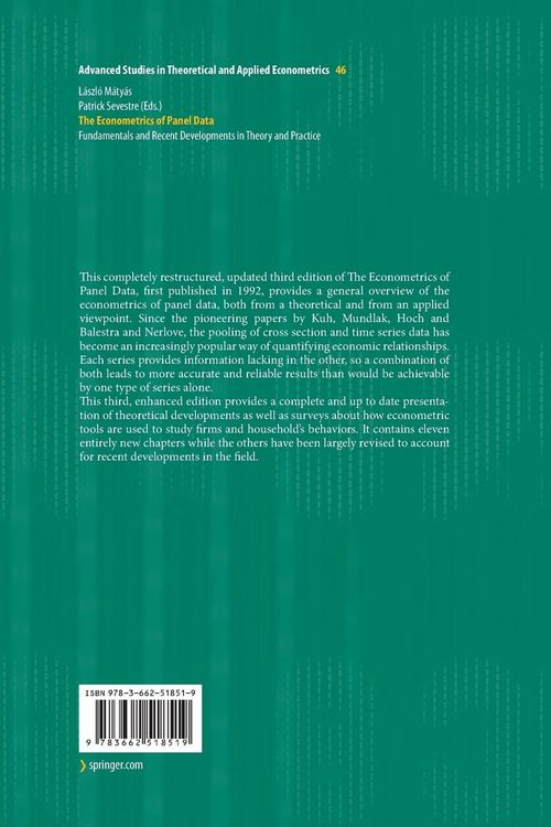 Produktbild: The Econometrics of Panel Data