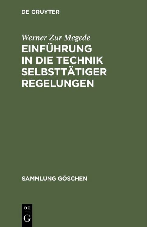 Produktbild: Einf&uuml;hrung in die Technik selbstt&auml;tiger Regelungen