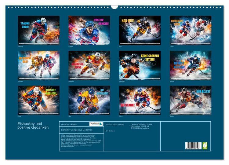 Produktbild: Eishockey und positive Gedanken (Wandkalender 2026 DIN A2 quer), CALVENDO Monatskalender