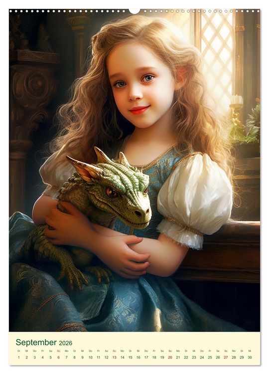 Produktbild: Die Drachenkinder. Eine magische Reise ins Reich der Fantasie (hochwertiger Premium Wandkalender 2026 DIN A2 hoch), Kunstdruck in Hochglanz