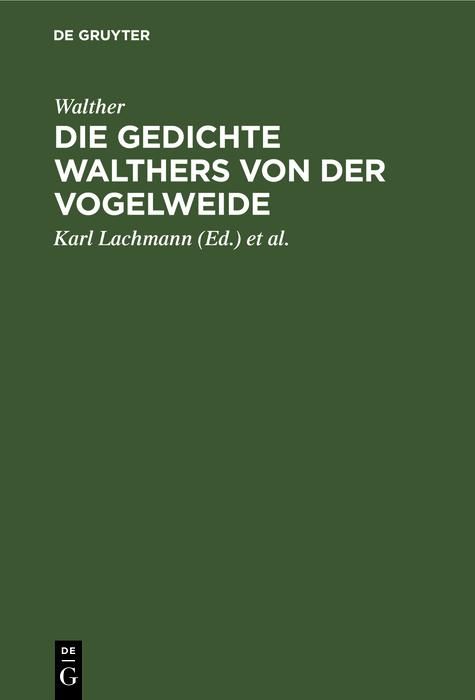 Produktbild: Die Gedichte Walthers von der Vogelweide