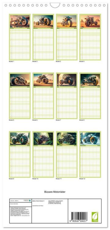 Produktbild: Familienplaner 2026 - Bizzare Motorr&auml;der mit 5 Spalten (Wandkalender, 21 x 45 cm) CALVENDO