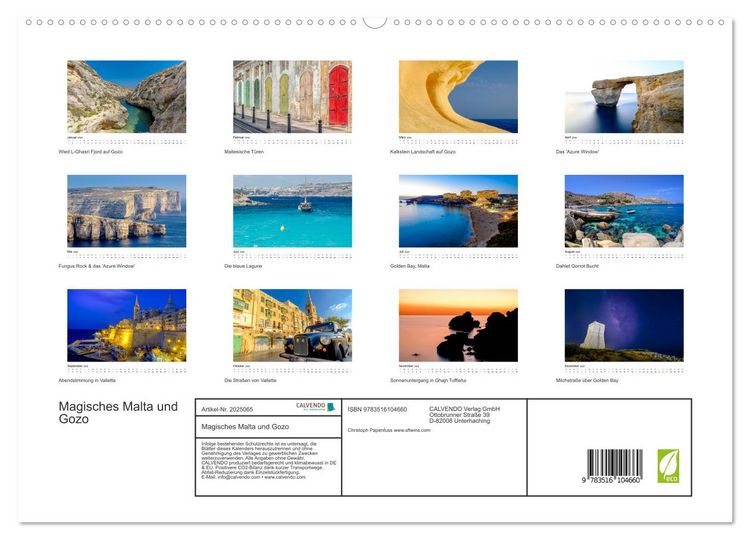 Produktbild: Magisches Malta und Gozo (hochwertiger Premium Wandkalender 2026 DIN A2 quer), Kunstdruck in Hochglanz